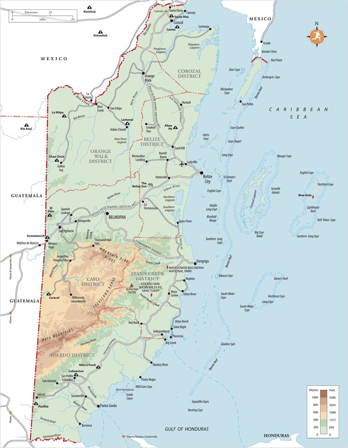 Карта сеоски туризам ofBelize 