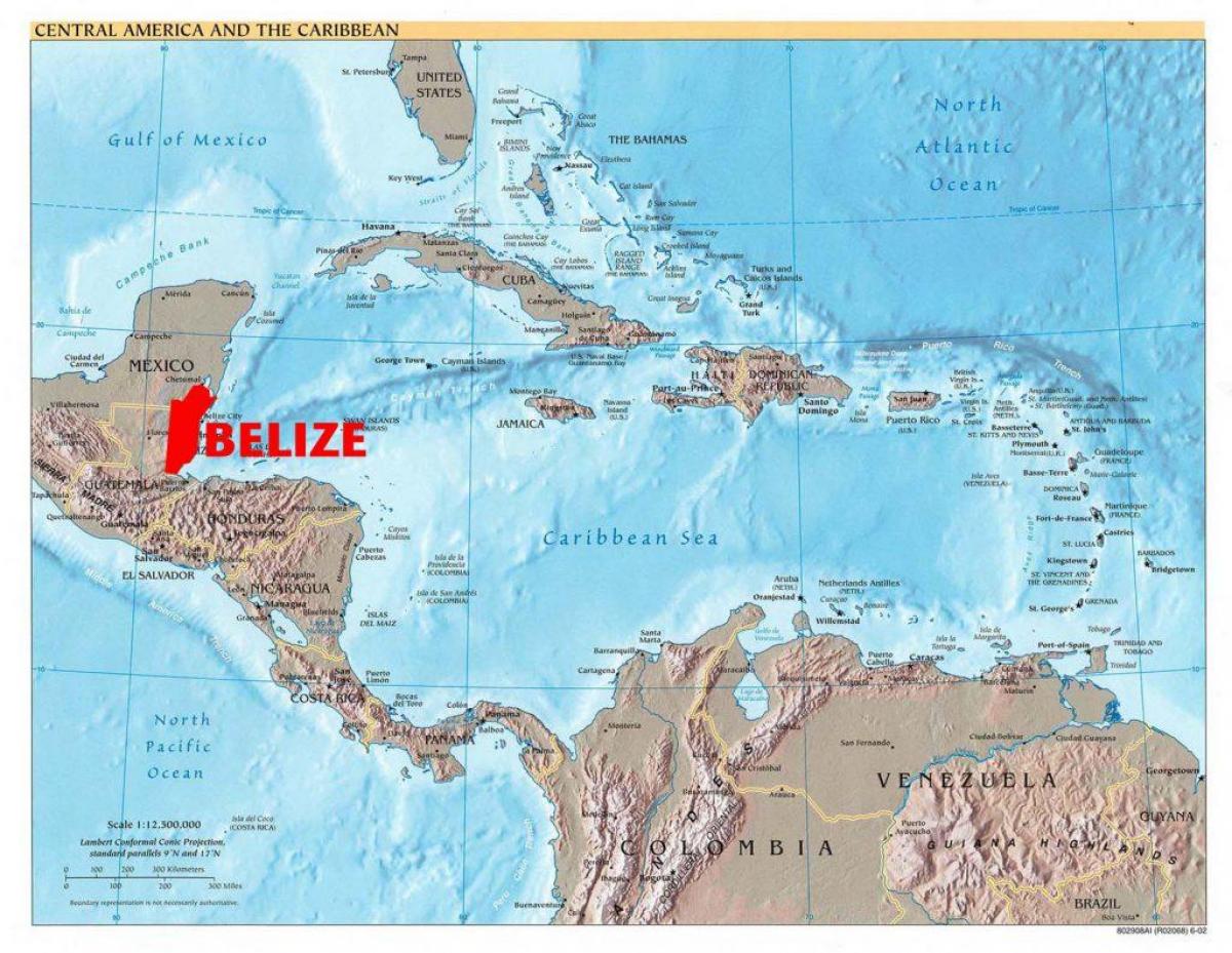 Карта Белизе Централне Америке